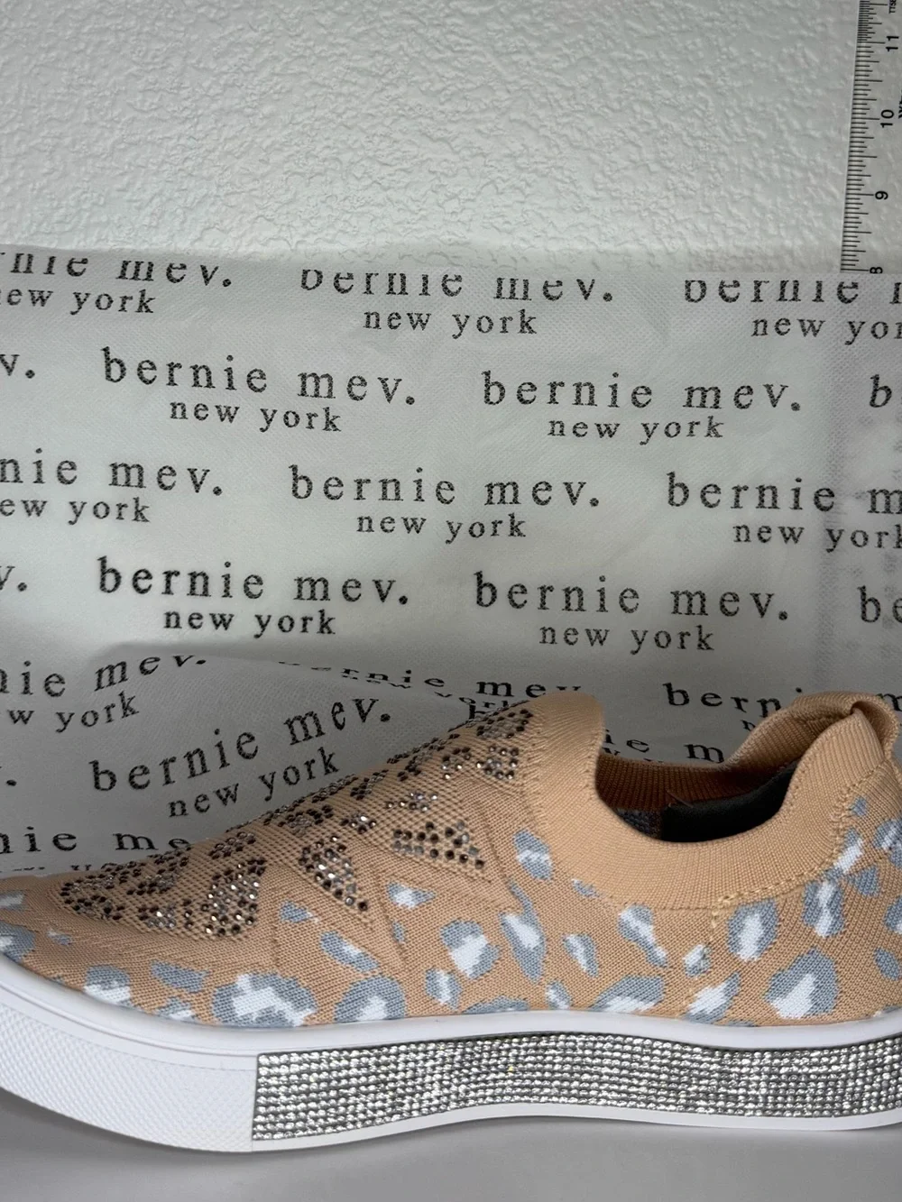 bernie mev. Tan Slip-On Sneakers with Leopard Metallic Accents
